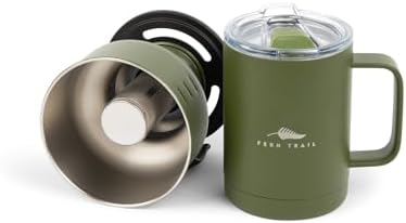 Pour over coffee maker, 12 oz insulated mug with lid, stainless steel reusable coffee filter, BPA-Free, green