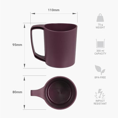 Lifeventure Ellipse Plastic 4-Piece Tableware Set: Knife/Fork/Spoon, Plate, Bowl, Mug for Camping, Travel & Outdoor
