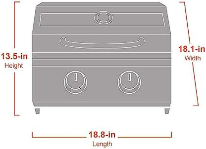 Portable Propane Gas Grill 2-Burner Tabletop Clearview® Monument Grills for Outdoor Camping Cooking, Two 15,000 BTU Burners, Stainless Steel, and Built-in Thermometer