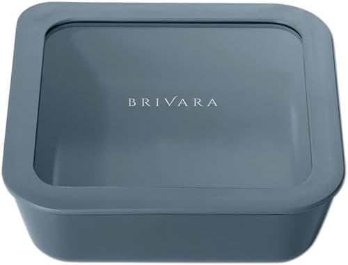 Glass Food Storage Container with Lid, 5-Cup Medium Square | Microwave-Safe Airtight Lid, Oven-Safe Ceramic-Coated Glass | Zero Plastic, No PFAS/PFOA/BPA, Reusable [Dusk]