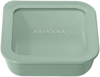 Glass Food Storage Container with Lid, 2.5-Cup Small Square | Microwave-Safe Airtight Lid, Oven-Safe Ceramic-Coated Glass | Zero Plastic, No PFAS/PFOA/BPA, Reusable [Willow]