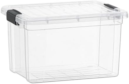Superio Small Clear Storage Boxes with Lids, 4.75 Quart Plastic Container Bins for Organizing, Stackable Crates, BPA Free, Non Toxic, Odor Free, Organizers for Home, Office and Dorm, 4 Pack
