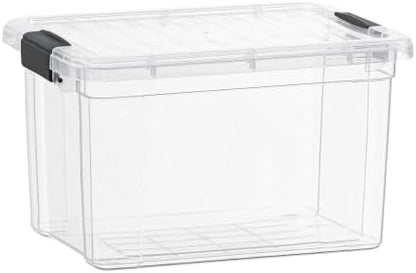 Superio Small Clear Storage Boxes with Lids, 4.75 Quart Plastic Container Bins for Organizing, Stackable Crates, BPA Free, Non Toxic, Odor Free, Organizers for Home, Office and Dorm, 4 Pack