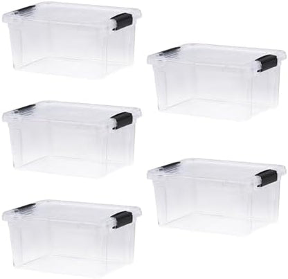 Superio 6.6 Quart Clear Plastic Storage Boxes with Lids, Stackable Organizer Containers, BPA-Free Storage Bins for Home, Office, School & Dorm, 5 Pack