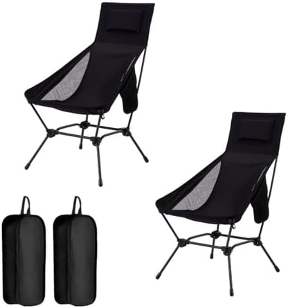 2 Pack High Back Camping Chair, 2-in-1 Height Adjustable, Heavy Duty