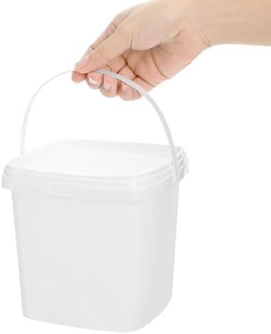 Yopay 20 Pack Plastic Bucket with Lid, 68 OZ Ice Cream Container with Handle, White Sealable Square Food Grade Deli Storage Pails for Pickles Paint Water, Art Crafts Projects