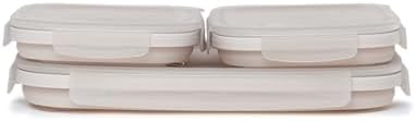 Drip EZ Secondz Collapsible Food Storage Containers (set of 3) - Meal Prep, Leftovers, Lunch, Camping, Hiking - Dishwasher & Microwave Safe - BPA-free Silicone - Locking Lids - Sandstone