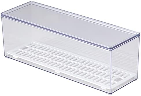 Large Transparent Flatware Tray Kitchen Drawer Organizer With Lid and Drainer - Plastic Kitchen Cutlery Tray and Utensil Storage Container with Cover - Dust-proof Dinnerware Holder