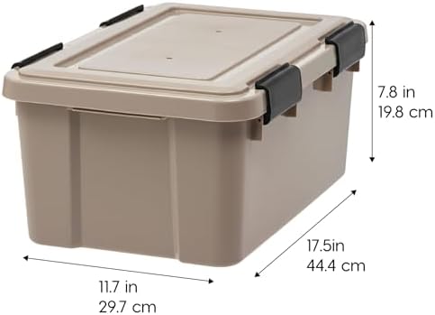 IRIS USA 6-Pack 19 Qt Storage Bins with Gasket Lids, Tan