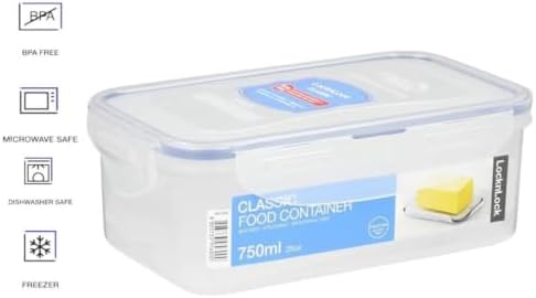 LOCK & LOCK Easy Essentials Food Storage lids/Airtight containers, BPA Free, Butter-25 oz, Clear
