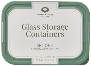 Glass Food Storage Containers with Lids — 4 Piece — 57.5 oz & 40.57 oz Glass with BPA-Free Leak Resistant Stackable Lids — Microwave, Oven & Dishwasher Safe — Ideal for Meal Prep & More - Soft Sage
