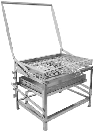 Ergocar Charcoal Grill Outdoor Multi-Function Portable Rotatable Adjustable Height 4-Tier Charcoal Tray Ideal For Outdoor Smoking, Picnics, Camping Barbecues