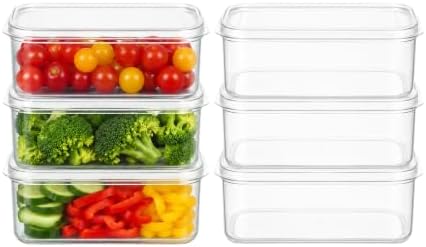 Lustroware Micro Clear Transparent Food Storage Containers with Lids – BPA-Free, Shatterproof, Dishwasher & Microwave Safe, 1.0 qt Stackable Refrigerator Organizer Bins, Made in Japan, Set of 6