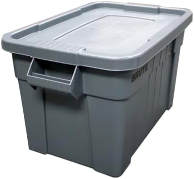 Rubbermaid Commercial Products BRUTE Tote Storage Container with Lid-included, 20-Gallon, Gray, Rugged/Reusable Boxes for Moving/Storing in Garage/Basement/Attic/Jobsite/Truck/Camping (FG9S3100GRAY)
