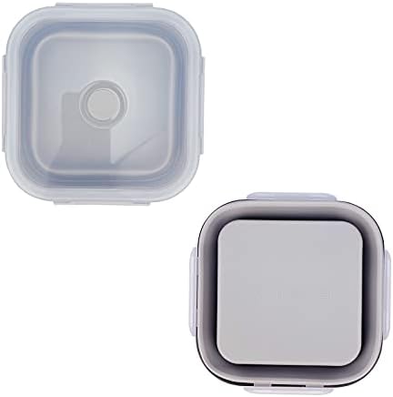 CARTINTS Large 1200ml Collapsible Bowls with Lids, Silicone Food Storage Containers, Space-Saving Meal Prep Containers For Kitchen and Outdoors Camping, Set of 3, Grey