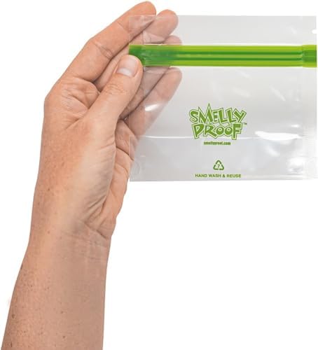 Smelly Proof 50 x Expandable Stand-Up & Fill REUSABLE Food Storage Bags, US Made, NO PEVA & BPA FREE, Reusable Freezer Bags, Dishwasher-Safe, Clear 3 mils STAND & FILL 4" x 3" - 50pk