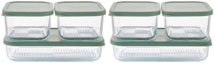 12-Piece Airtight Borosilicate Glass Food Storage Containers with Snap Lids, 25.35oz & 40.57oz Mixed Sizes in Soft Sage by Container Culture by DuraLiving