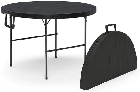 Our Modern Space 3.5 Feet Circular Round Foldable Table with Built in Handle & Steel Legs | Heavy Duty Portable | Perfect for Party, Dining, Wedding, Events, Picnic Indoor, Outdoor, Camping, Utility
