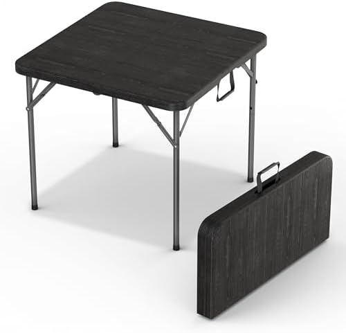 Our Modern Space 34" Square Foldable Table with Built in Handle & Detachable Steel Legs | Heavy Duty Portable | Perfect for Party, Dining, Events, Picnic Indoor, Outdoor, Camping, Temporary