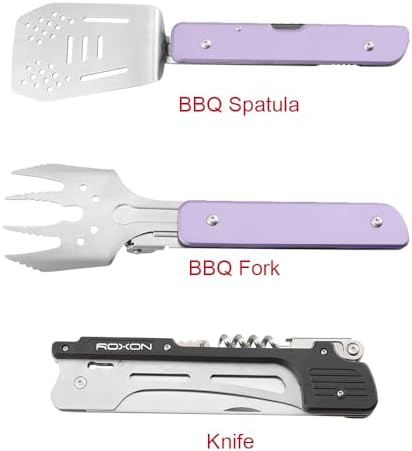 ROXON 6-in-1 Grill Tools Set, Metal Griddle Accessories Kit for Blackstone