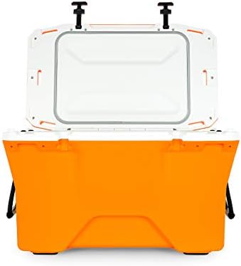 Camco Currituck Tangerine and White 30 Quart Cooler - Rugged Exterior Made for Camping, Hunting, Fishing and Tailgating - Comes with Cooler Basket (51757)