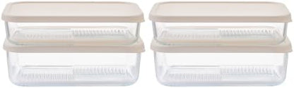 Glass Food Storage Containers with Lids — 8 Piece — 57.5 oz & 40.57 oz Glass with BPA-Free Leak Resistant Stackable Lids — Microwave, Oven & Dishwasher Safe — Ideal for Meal Prep & More Vanilla Mist