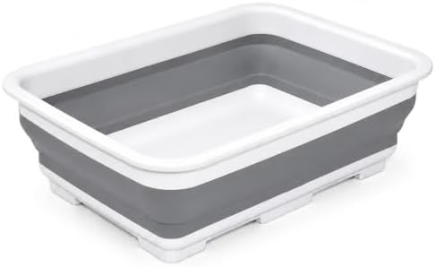 Goderewild Collapsible Dish Pan, 10L (2.6 Gal) Foldable Sink Tub, Gray