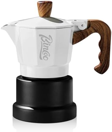 Bincoo Three Valve Espresso Maker Stovetop,Camping Moka Pot 2 Cup/120ML,Stove Top Espresso Italian Coffee Maker