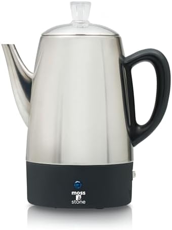 Moss & Stone 10 Cup Electric Percolator Coffee Pot, Stainless Steel