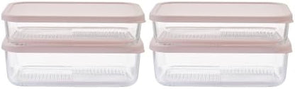Glass Food Storage Containers with Lids — 8 Piece — 57.5 oz & 40.57 oz Glass with BPA-Free Leak Resistant Stackable Lids — Microwave, Oven & Dishwasher Safe — Ideal for Meal Prep & More Berry Blush