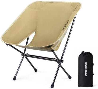 CAMEL CROWN Portable Camping Chair Lightweight Compact Folding Chair Mesh for Outdoor Camp Travel Beach Picnic Festival Hiking Backpacking (Brown, 1 Pack)