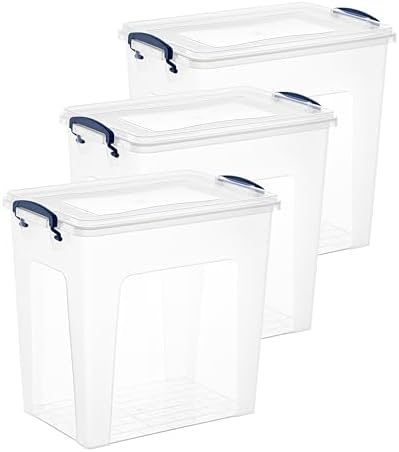 Superio 14.7 Quart Clear Plastic Storage Boxes with Lids, Stackable Organizer Containers, BPA-Free Storage Bins for Home, Office, School & Dorm, 3 Pack