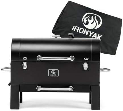 Portable Charcoal Grill, 18 In. Outdoor BBQ Smoker, Cover Included