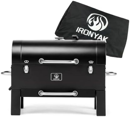 Portable Charcoal Grill, 18 In. Outdoor BBQ Smoker, Cover Included