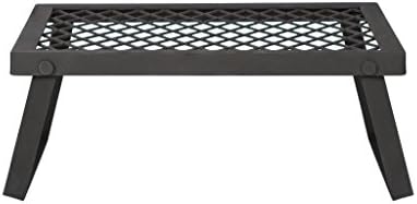 Amazon Basics Heavy-Duty Portable Camping Grill Grate for Outdoor Open Flame Cooking, Foldable, Sturdy, 15.9" x 12.2", Black