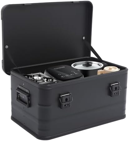 Aluminum Storage Box with Lid, 50L/13.21Gal Heavy Duty Overland Storage Box Stackable Trunk Organizer with Handles & Latches for Truck Bed SUV Camping Outdoor Home Organization