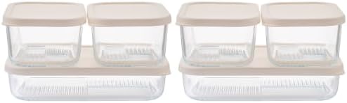 Glass Food Storage Containers with Lids — 12 Piece — 26.5 oz & 40.57 oz Glass with BPA-Free Leak Resistant Stackable Lids — Microwave, Oven & Dishwasher Safe — Ideal for Meal Prep - Vanilla Mist