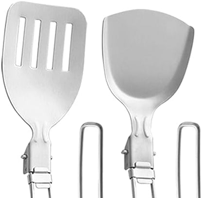 Esquirla 6Pcs Camp Cooking Utensil Set,Outdoor Kitchen Gear, Foldable Cooking Organizer Metal Camping Kitchen Utensil Set, Cookware Kit for Camp RV, BBQ