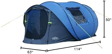 Kamp-Rite Pop Up Tunnel Tent 3 Person Easy to Set up and take Down Packable Light Weight.