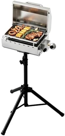 Tabletop Gas Griddle with Foldable Tripod, Stainless Steel Grill