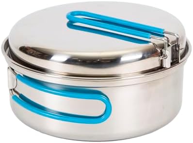 Stansport Stainless Steel Camping Cookware Set – Durable Nesting Mess Kit for Backpacking, Hiking & Outdoor Cooking – Compact Portable Pot & Pan with Carry Bag – Multiple Sizes for Family to Solo Use