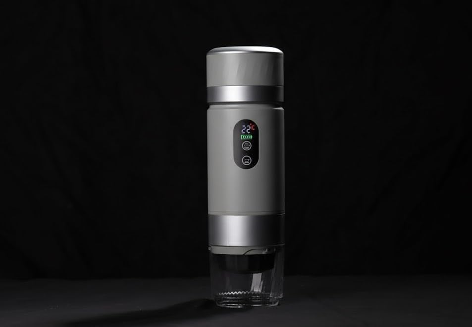 Portable Coffee Maker KF-JN-03 with Digital Display & 20 BAR Pressure – Hot & Cold Brew, Compatible with Coffee Grounds and Capsules, Compact Single-Serve Design with Transparent Cup & 60ml Tank