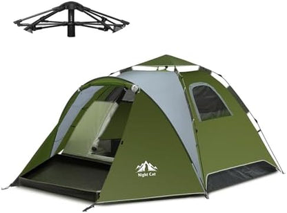 Night Cat Pop Up Tent 2-3 Persons Instant Set Up Tent with Footprint Tarp & Porch, Automatic Double Layer Waterproof Camping Tent with Rainfly