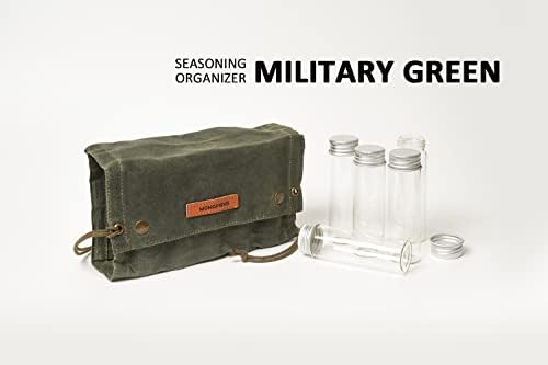 Camping Spice Kit, 9 Jars with Labels & Funnel (MILITARY GREEN)