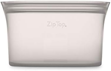 Zip Top Reusable Food Storage Bags | Medium Dish [Gray] | Silicone Meal Prep Container | Microwave, Dishwasher and Freezer Safe | Made in the USA