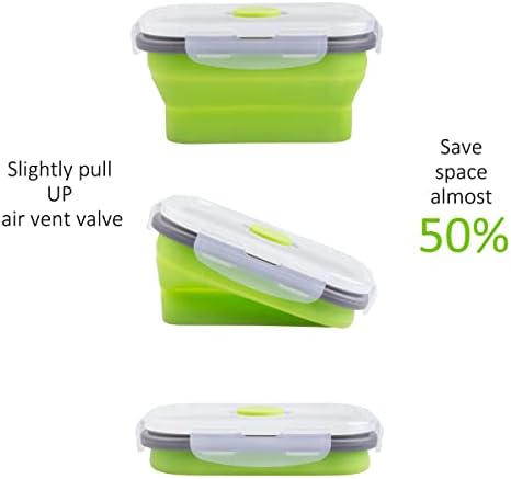 Collapsible Food Storage Containers with Airtight Lid, 11.8 oz, Small Kitchen Stacking Silicone Collapsible Meal Prep Container Set for Leftover, Microwave Freezer Dishwasher Safe, 4 Colors, Set of 4