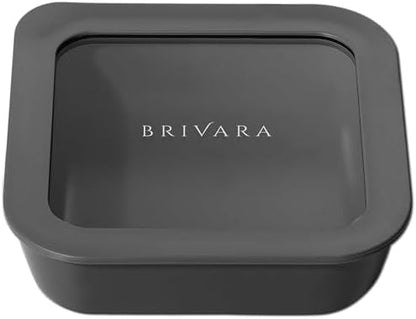 Glass Food Storage Container with Lid, 2.5-Cup Small Square | Microwave-Safe Airtight Lid, Oven-Safe Ceramic-Coated Glass | Zero Plastic, No PFAS/PFOA/BPA, Reusable [Onyx]
