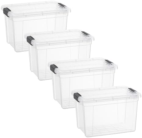 Superio 8.7 Quart Clear Plastic Storage Boxes with Lids, Stackable Organizer Containers, BPA-Free Storage Bins for Home, Office, School & Dorm, 4 Pack