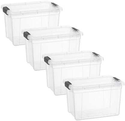 Superio 8.7 Quart Clear Plastic Storage Boxes with Lids, Stackable Organizer Containers, BPA-Free Storage Bins for Home, Office, School & Dorm, 4 Pack