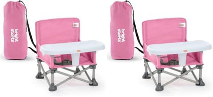 Bright Starts Pop 'N Sit Portable Booster, Indoor/Outdoor Use, Floor Seat with Feeding Tray, Pink, 6 Mos - 3 Yrs (Pack of 2)